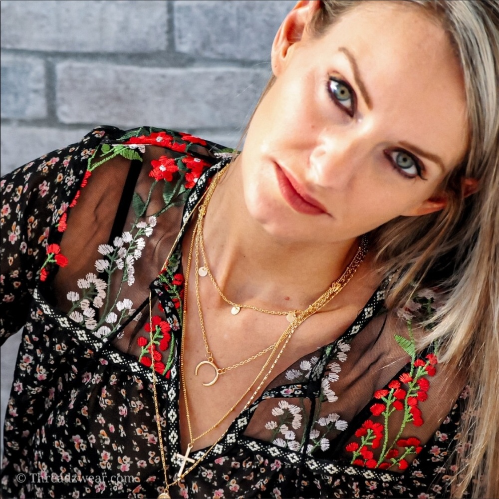 💃🏻BOHO GYPSY Embroidered Floral Top blouse - Picture 2 of 9